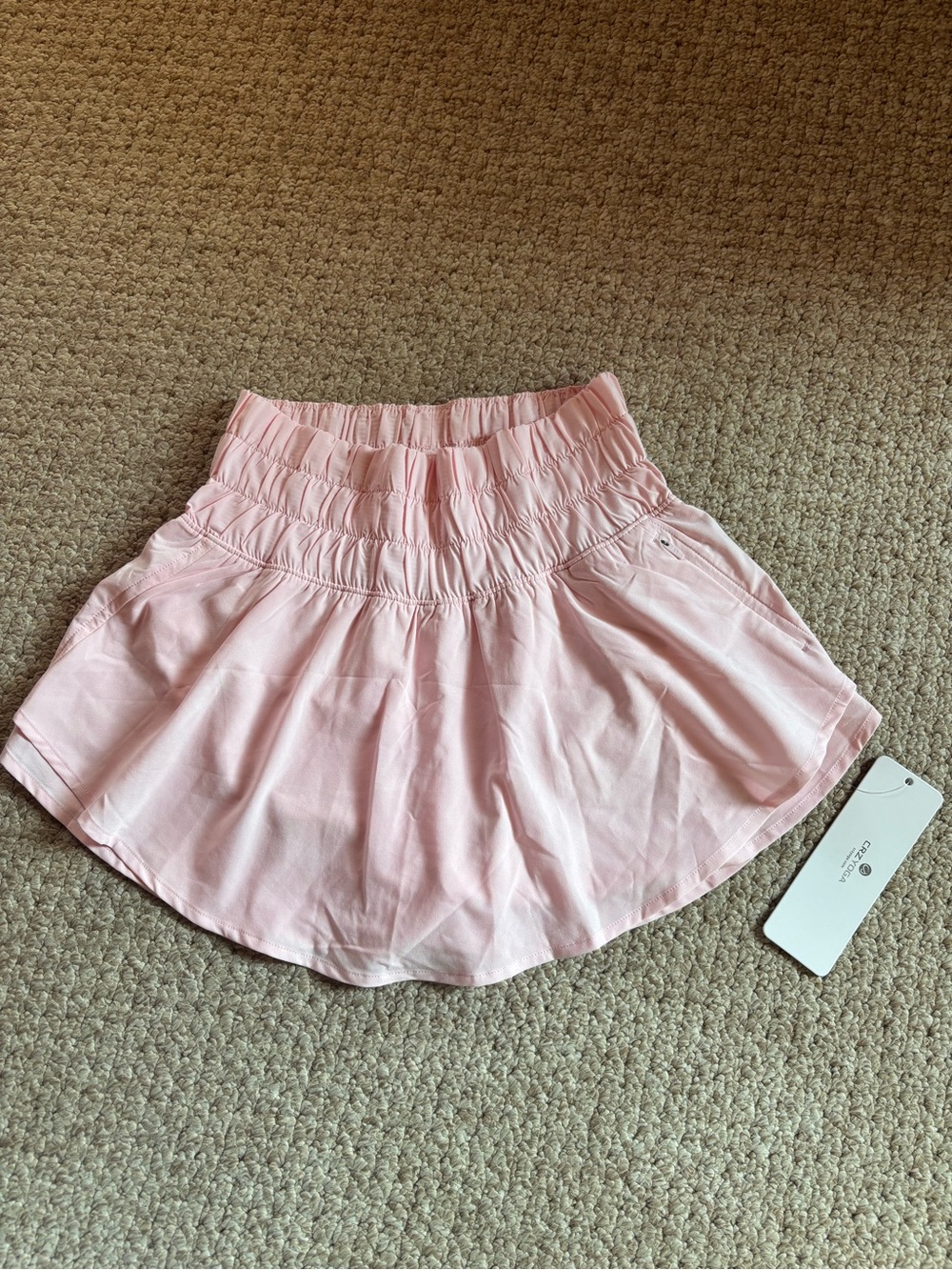CRZ YOGA Light Pink Smocked-Waist Skort